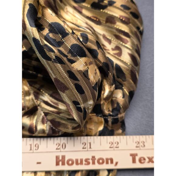 Vtg Mesmerize Women Petite XL Sheer Blouse Floral Gold Shimmer Animal Print Fall - Picture 14 of 16